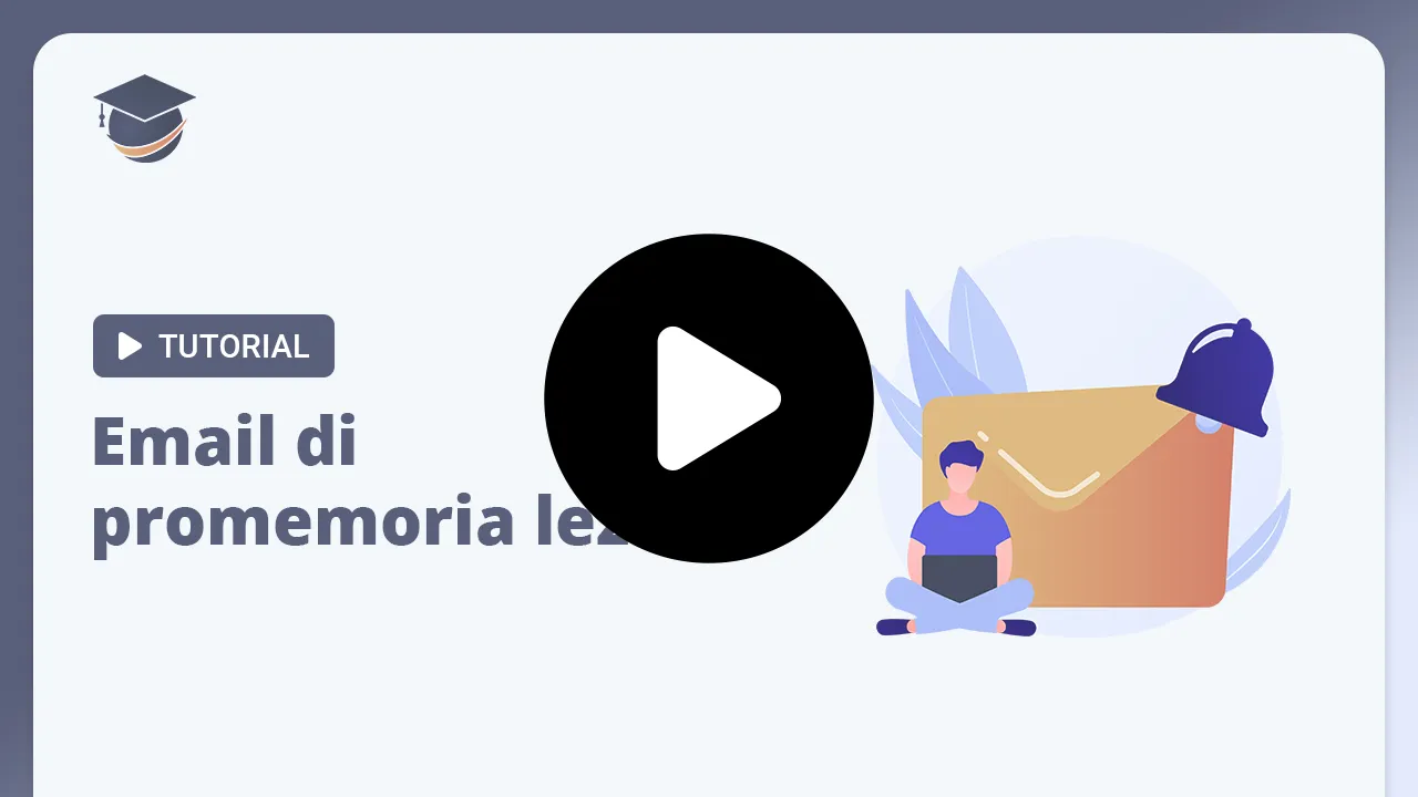 Videoguida funzionalità invio email promemoria lezioni e videolezioni